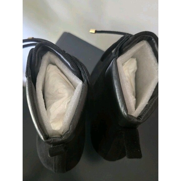 Good American Scandal Lace Up Stilleto Booties Suede Leather Trim Black 7.5 New - Picture 5 of 11